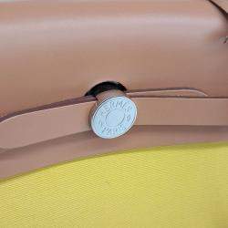 Pre Owned Hermes Beige Yellow Fabric NEW ZIP Herbag Small