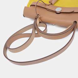 Pre Owned Hermes Beige Yellow Fabric NEW ZIP Herbag Small