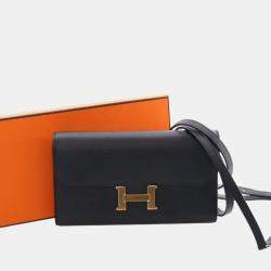 Pre Owned Hermes Black Epsom Constance Long To Go Wallet