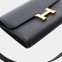 Pre Owned Hermes Black Epsom Constance Long To Go Wallet