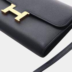 Pre Owned Hermes Black Epsom Constance Long To Go Wallet
