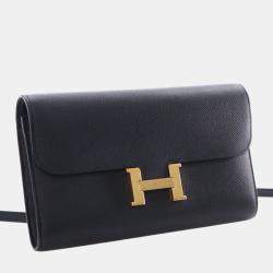 Pre Owned Hermes Black Epsom Constance Long To Go Wallet
