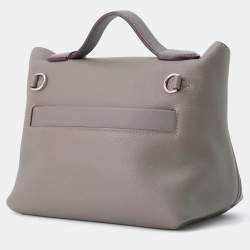 Pre Owned حقيبة هيرمس 24/24 فان كاترى جلد سويفت إيفركولور جري ميير/أسود حجم ميني