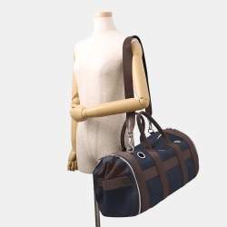 Pre Owned Hermes Dog Navy/Brown Canvas Carrier 2-Way Shoulder Bag 