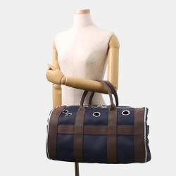 Pre Owned Hermes Dog Navy/Brown Canvas Carrier 2-Way Shoulder Bag 