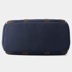 Pre Owned Hermes Dog Navy/Brown Canvas Carrier 2-Way Shoulder Bag 