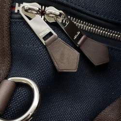 Pre Owned Hermes Dog Navy/Brown Canvas Carrier 2-Way Shoulder Bag 