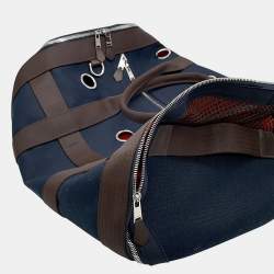 Pre Owned Hermes Dog Navy/Brown Canvas Carrier 2-Way Shoulder Bag 