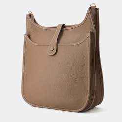 Pre Owned Hermes Evelyne III GM Etoupe Taurillon Clemence Leather Crossbody Bag