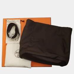 Pre Owned حقيبة هيرمس ساكد بانساج روج H/شوكولا تويلي شيفرون كانتاس