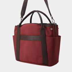 Pre Owned حقيبة هيرمس ساكد بانساج روج H/شوكولا تويلي شيفرون كانتاس