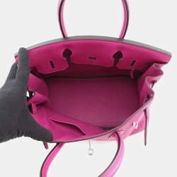 Pre Owned Hermes Birkin 30 Pink Purple Togo Calfskin Leather Top Handle Bag