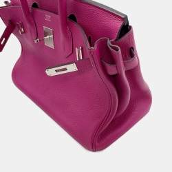 Pre Owned Hermes Birkin 30 Pink Purple Togo Calfskin Leather Top Handle Bag