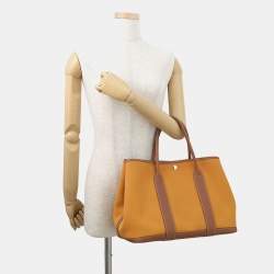 Pre Owned حقيبة هيرمس غاردن بارتي جلد نيغوندا تول أوفيسييه زعفران/ذهبي مقاس بي ام