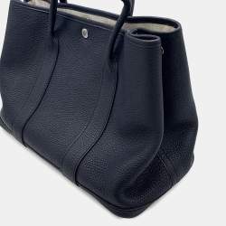 Pre Owned Hermes Garden Party Blue Nuit Negonda Leather Size Pm