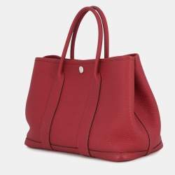 Pre Owned Hermes Garden Party TPM Ruby Négonda Calfskin Leather Tote Bag