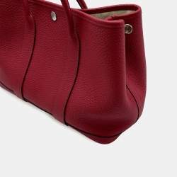 Pre Owned Hermes Garden Party TPM Ruby Négonda Calfskin Leather Tote Bag