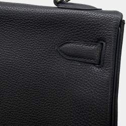 Pre Owned Hermes Kelly Retourne 32 Black Togo Calfskin Leather Top Handle Bag