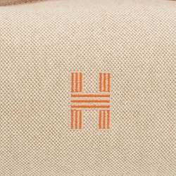 Pre Owned Hermes Bride-a-Brac Small Natural/Orange Canvas Pouch