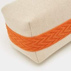 Pre Owned Hermes Bride-a-Brac Small Natural/Orange Canvas Pouch