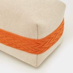 Pre Owned Hermes Bride-a-Brac Small Natural/Orange Canvas Pouch
