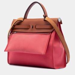 مملوكة مسبقًا Hermes Brown Pink Toile Herbag Zip 31