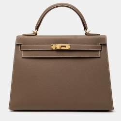 مملوكة مسبقًا Hermes Brown Epsom Kelly II Sellier 32