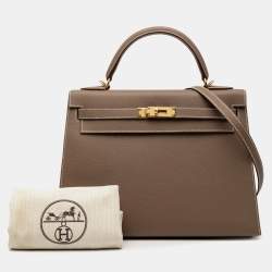 مملوكة مسبقًا Hermes Brown Epsom Kelly II Sellier 32