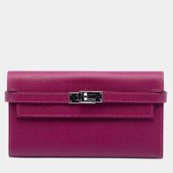 Pre Owned Hermes Purple Epsom Kelly Longue Wallet