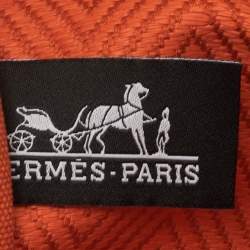 Pre Owned Hermes Yachting PM Flat Orange Toile Canvas Pouch Clutch Bag