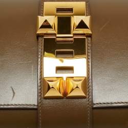 Pre Owned Hermes Medor 29 Vert Olive Box Leather Clutch