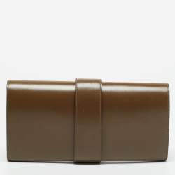 Pre Owned Hermes Medor 29 Vert Olive Box Leather Clutch