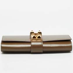 Pre Owned Hermes Medor 29 Vert Olive Box Leather Clutch