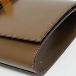 Pre Owned Hermes Medor 29 Vert Olive Box Leather Clutch