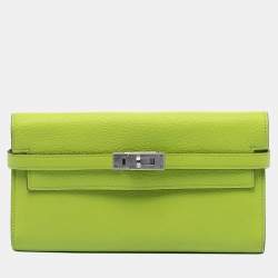 Pre Owned Hermes Green Chevre Mysore Kelly Longue Wallet