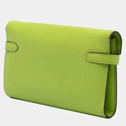 Pre Owned محفظة هيرمس كيلي لونج جلد ميسور شيفر أخضر