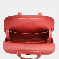 Pre Owned Hermes Halzan 31 Red Leather Bag