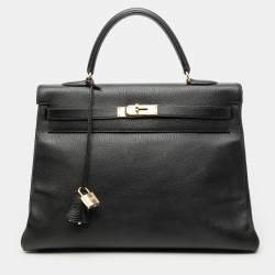 Pre Owned Hermes Black Ardennes Kelly Retourne 35