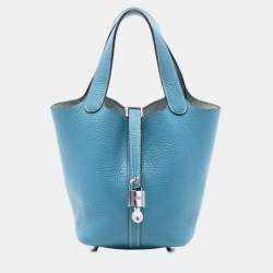 Pre Owned Hermes Blue Clemence Picotin Lock 18
