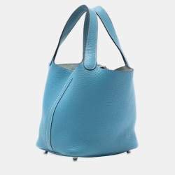 Pre Owned Hermes Blue Clemence Picotin Lock 18
