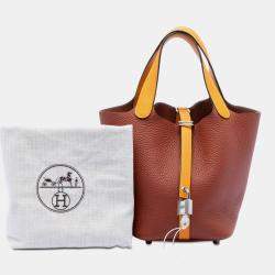 مملوكة مسبقًا حقيبة هيرمس بيكوتين لوك 18 بني، أصفر بيلور كليمونس وسويفت