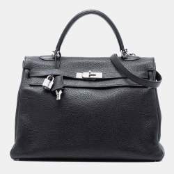 مملوكة مسبقًا Hermes Black Togo Kelly II Retourne 35