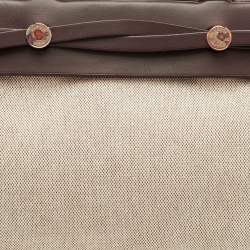 Pre Owned Hermes Herbag Cabas MM Natural/Chocolate Toile and Vache Hunter Bag