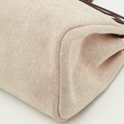 Pre Owned Hermes Herbag Cabas MM Natural/Chocolate Toile and Vache Hunter Bag