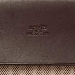 Pre Owned Hermes Herbag Cabas MM Natural/Chocolate Toile and Vache Hunter Bag