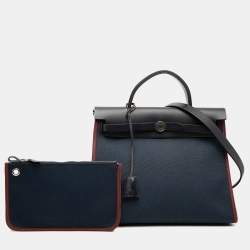 مملوكة مسبقًا حقيبة هيرميس هيرباج زيب 31 أسود أزرق توال
