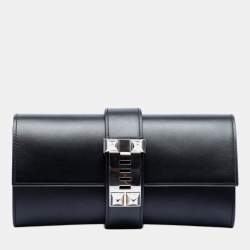 Pre Owned Hermes Black Tadelakt Medor Clutch 23