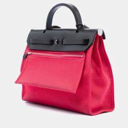 Pre Owned حقيبة هيرمس سحاب هيرباغ قماش وردية/سوداء 31