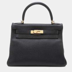Pre Owned Hermes Black Special Order Clemence Verso Kelly II Retourne 28