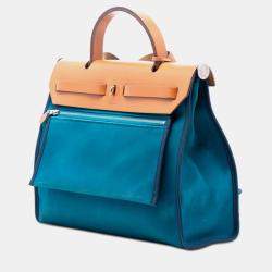 Pre Owned حقيبة هيرمس بلو، بني توايل هيرباج زيپ 31